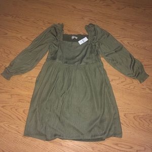 Olive Green Peasant Dress